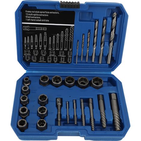 Set Mit 26 Schrauben Und Bohrern, Mehrschneidigen Schrauben- Und Bolzenausdrehern, Spiralausdreher Für Abgebrochene Bolzen Und Beschläge