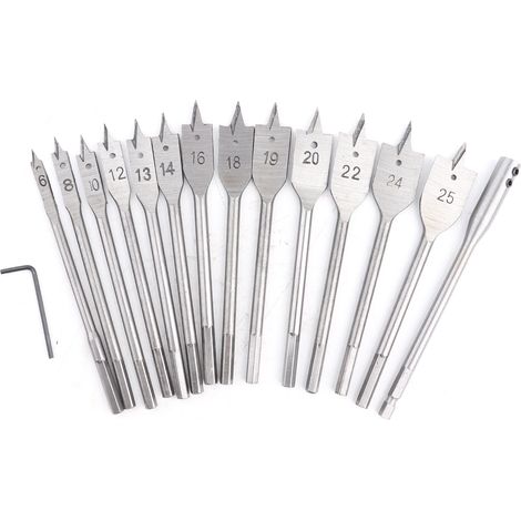 6–25 Mm Flachbohrer-set Für Holz, 15-teilig, Rostfrei Und Verschleißfest, Für Elektrowerkzeuge
