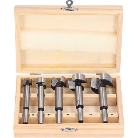 Bohrwerkzeugset, 5-teilig, Forstnerbohrer Mit Rundschaft, 15 Mm, 20 Mm, 25 Mm, 30 Mm, 35 Mm