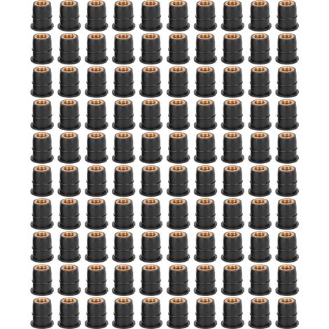 100 Stück M6x0,8mm Wellmuttern, Gummimodifikation Für Motorrad-/atv-windschutzscheiben