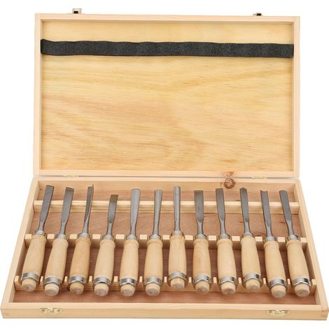 12-teiliges Holzschnitzwerkzeug-set, Bestehend Aus Schnitzmesser, Holzmeißel Und Aufbewahrungsbox