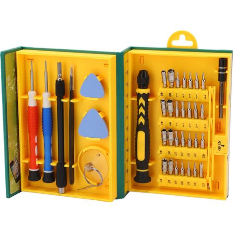 Schraubendrehergriff-bit-set, 38-teilig, Verbindungsstange, Saugnapf, Pinzettenetui, Diskretes Werkzeugset