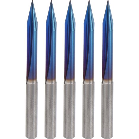 5-teiliges Set Aus 2-schneidigen V-förmigen Gravierfräsern Mit 4-mm-geradschaft Aus Wolframstahl, 4 X 0,3 X 25 Mm