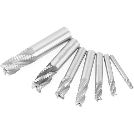 7-teiliges Set, 4 Schneiden, 6–20 Mm Hss-schaftfräser, Schruppfräser Mit Spanbrecher