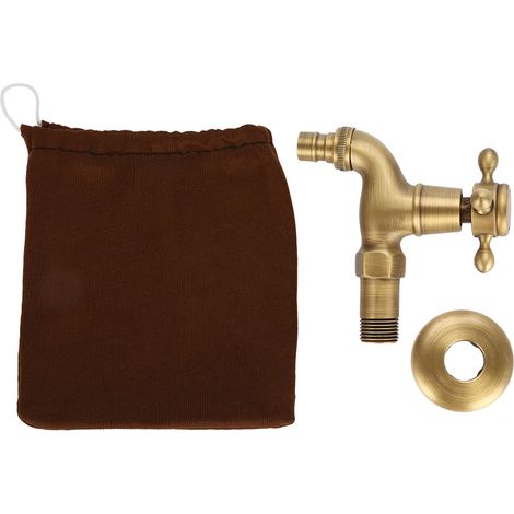 Messing-waschmaschinenarmatur G1/2, Wandmontage, Auslaufsicher, Einarmiger Kreuzgriff Für Warm- Und Kaltwasser, Kurze Armatur Im Antik-stil
