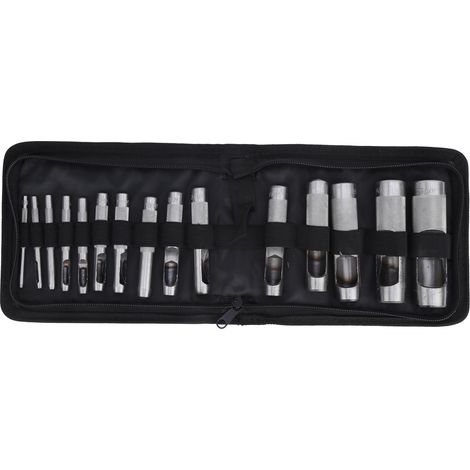 15-teiliges Set Aus Lochzangen Und Lochmeißeln Aus Kohlenstoffstahl Für Ledergürtel (3–25 Mm)
