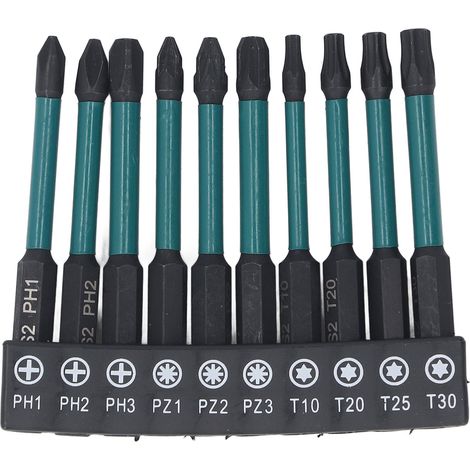 1/4"-sechskant-schraubendreherbit-set, Schwarz Phosphatiert, Schlagfester S2-legierungsstahl, 10-teilig
