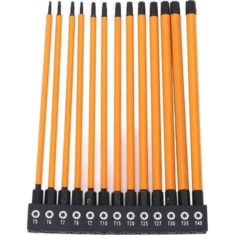 150 Mm 1/4 Zoll Sechskantschaft-schraubendreherbit-set, S2-legierungsstahl T5 T6 T7 T8 T9 T10 T15 T20 T25 T27 T30 T35 T40, Magnetischer Schraubendreher