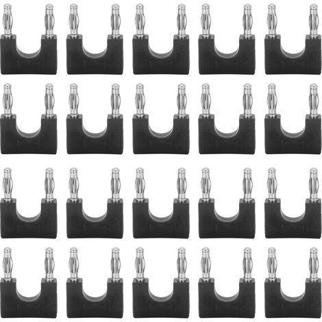 U-förmiger Audio-adapterstecker, Doppelter Bananenstecker Aus Messing, Feuchtigkeitsbeständig, 4 Mm (schwarz), 20 Stück
