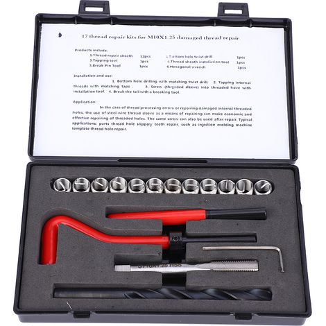 M10x1 Gewindereparaturset, 25, Edelstahl-gewindebohrer-set Für Innengewinde, 17-teilig