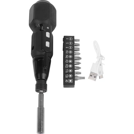 Akku-schrauber Mit Led-licht, Gehäuse Aus Legiertem Stahl, 900-mah-akku, Usb-ladeanschluss, Bedienungsanleitung, 2-in-1-netzteil, Schwarz