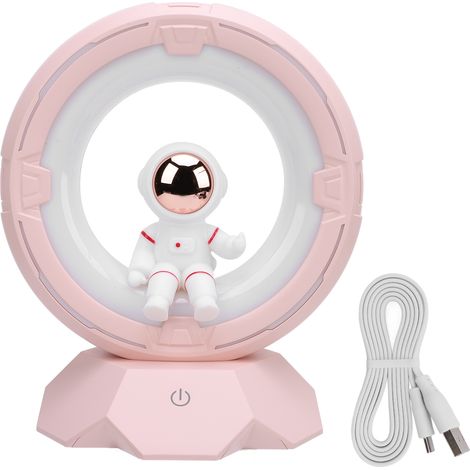 Weltraum-nachtlicht Für Kinder, Abs-pc-silikon, 3 Farbtemperaturen, Usb-wiederaufladbare Led, Nachttischlampe, Schreibtischdekoration, Schlafzimmer, Rosa