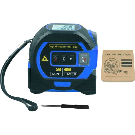 3-in-1 Digitales 3-in-1-maßband, Blau, Hochelastisch, Präzise Automatische Distanzverriegelung Für Lagerprüfungen, 40 M / 131,2 Ft