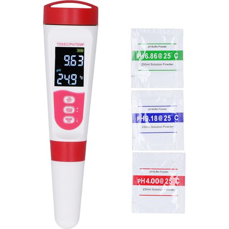 4-in-1 Digitaler Wassertester: Teststift Für Tds, Ec, Temperatur Und Ph-wert Hintergrundbeleuchtetes Display Hochempfindlicher Detektor