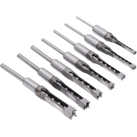 7-teiliges Set Vierkant-holzbohrer (1/4 Zoll, 5/16 Zoll, 3/8 Zoll, 2/5 Zoll, 1/2 Zoll, 9/16 Zoll, 5/8 Zoll)