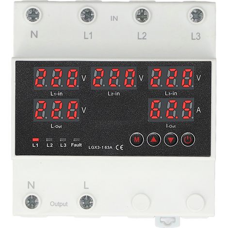 Automatischer Umschalter 63a 3p4w Mit Led-anzeige Und Einstellbarem Spannungsschutz Für Ac220v Wechselrichter/hausgenerator (230-300v Maximal, 140-220v Minimal)