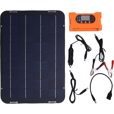 12w 18v Solarmodul-set, Ip65 Wasserdicht, Batterieladegerät Mit Regler, Für Camping, Wohnwagen, Gewächshäuser