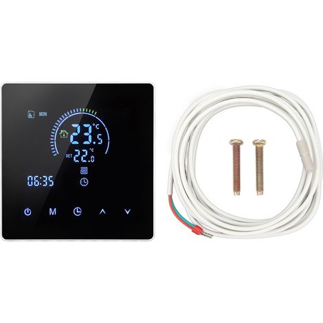 Intelligenter Programmierbarer Digitaler Thermostat Mit Großem Touchscreen, Wandheizung Kompatibel Mit Tuya 3500w Ac90-240v 16a Mit Wlan (mit 3 M Detektionskabel)
