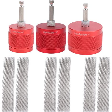 Kupferrohrreiniger-set, 3-teilig, 1/2 Zoll, 3/4 Zoll, 1 Zoll, Metall Zum Bohren, Farbentfernung, Sanitärwerkzeug Mit Ersatz-sechskantschaftbürsten