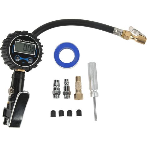 Reifenfüller (0–200 Psi) Mit Reifendruckmesser, Lcd-digitalanzeige Und 4 Druckstufen Für Motorrad, Auto, Lkw Und Bus