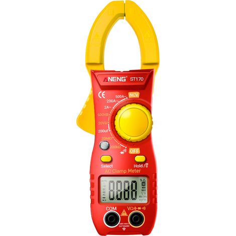 St170 – Automatisches/manuelles Stromzangenmessgerät Mit 1999 Zählern Und Taschenlampe – Rot/gelb – Batterien Nicht Im Lieferumfang Enthalten