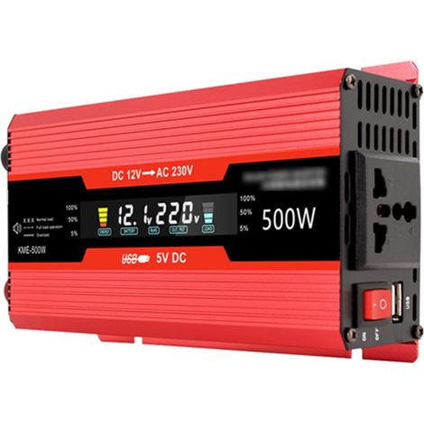 500-w-kfz-wechselrichter, Digitaler Solar-wechselrichter Mit Modifizierter Sinuswelle, Lcd-display, Steckdosen, Usb-ladeanschluss Und Ein-/ausschalter Für Wohnmobil-anlagen