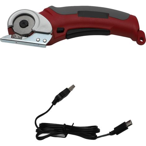Tragbare Elektrische Schere, Kabellos, Batteriebetriebenes Schneidewerkzeug Für Stoff, Leder, Karton Und Kunststoff, Rot