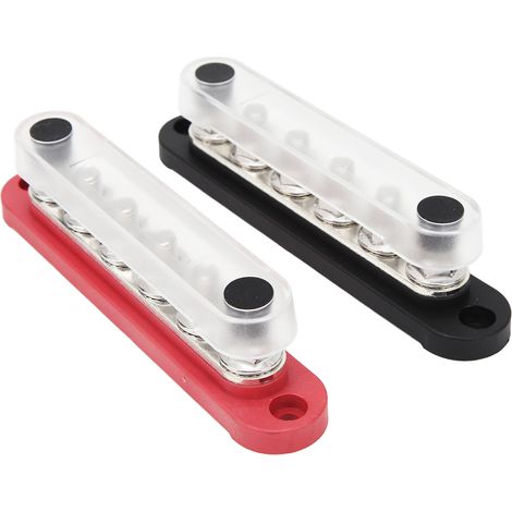 6x5/16 Zoll M8 Batteriesammelschiene, 150a Einkanal-stromverteilerblock Mit Abdeckung Für 12v-48v Fahrzeugsolaranlagen, 2 Stück