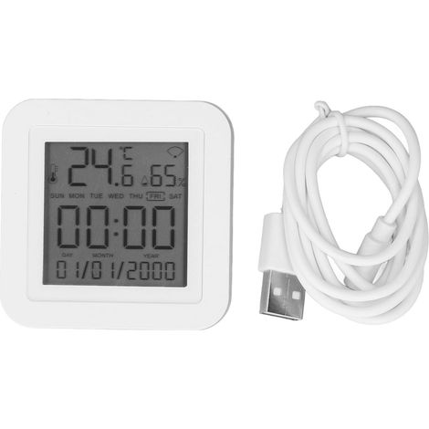Intelligenter Temperatur- Und Feuchtigkeitssensor, Usb-betrieben, 0 °c Bis 60 °c, 0 % Rf Bis 99 % Rf, Digitales Hygrometer Mit Hintergrundbeleuchtetem Lcd-display Für Den Heimgebrauch