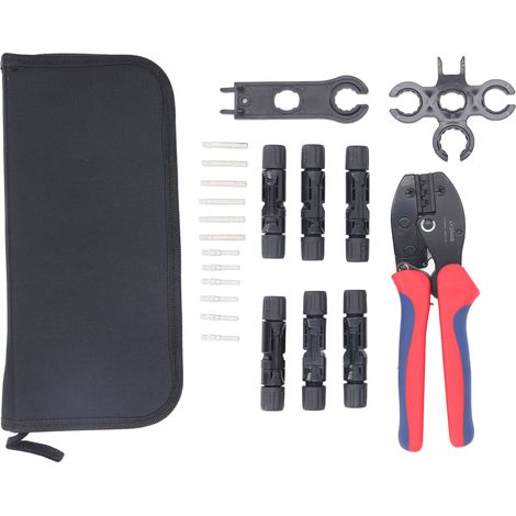 Werkzeugset Für Den Austausch Von Solarmodulen, Bestehend Aus 6 Paar Solarsteckern Und 2 Schraubenschlüsseln Sowie 1 Crimpzange Für Kabel Mit Einem Querschnitt Von 13-10awg (2,5/4/6 Mm²).