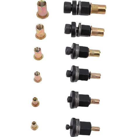 Set Aus 6 Nietmutternwerkzeugen, Ersatzdorn Und Hss-spitze M3 M4 M5 M6 M8 M10, Geeignet Für Manuelle Nietmutternpistolen, Ersatzteile.