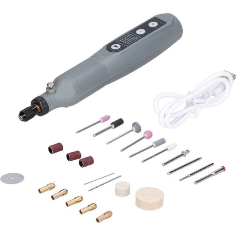Mini-schleifset, Bohrmaschine, Elektrowerkzeuge, Grau, Tragbar, Usb-ladefunktion Mit Licht Zum Reinigen Und Schneiden, Dc 3,7 V, 202