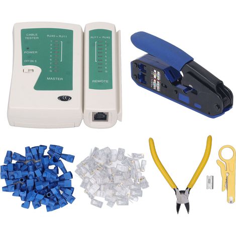 Rj45-crimpwerkzeug-set, 8p8c-abisolierzange, Kristallkopf-netzwerktester-set Für Cat5- Und Cat6-stecker
