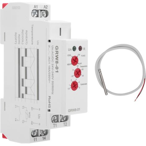 Das Led-temperaturregelrelais Zeigt Den Hoch-/niedrigtemperaturüberwachungsstatus Mit Grw8-01-sonde An.