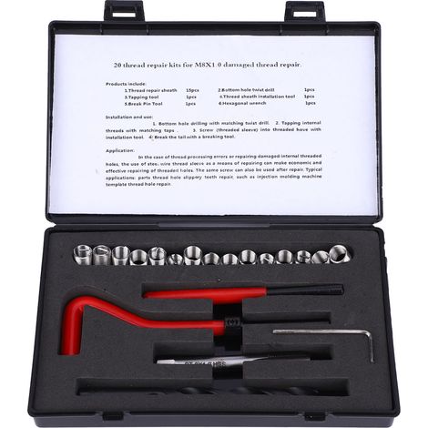 M8x1 Gewindereparaturset, 20-teiliges Edelstahl-gewindebohrer-set Für Reparaturhülsen Mit Innengewinde
