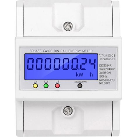 3-phasen-4-draht-energiezähler Für Din-schienenmontage, Elektronisches Wattmeter, Rs485-schnittstelle, Hintergrundbeleuchtetes Lcd-display
