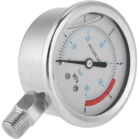 Manometer, 0–6 Mpa, Mini-baugröße, 1/4"-npt-gewindeanschluss, Hydraulikmanometer Mit Doppelskala Für Bar/mpa-messung, Gut Ablesbar