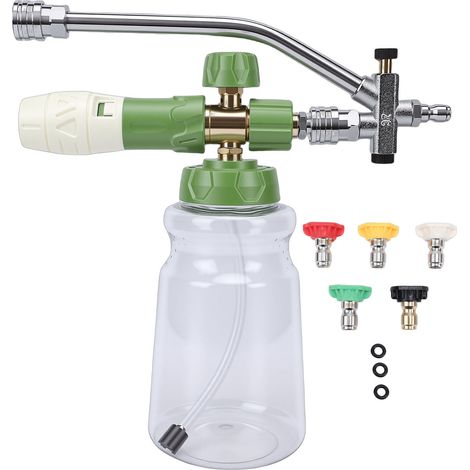 Verstellbare Schaumkanone Für Hochdruckreiniger, Transparente Sprühflasche, 1/4-zoll-schnellanschlusslanze, 5 Düsen, 3 Unterlegscheiben
