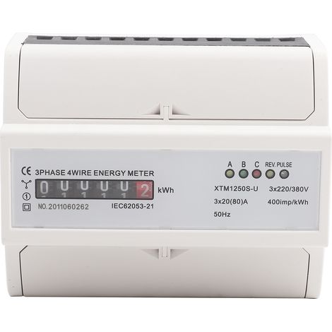 3-phasiger 4-leiter Dinrail 20(80)a Kwh Elektronischer Digitaler Stromzähler