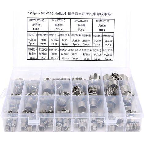 120-teiliges Edelstahl-gewindereparaturset (metrisch, M6-m18) Für Autos