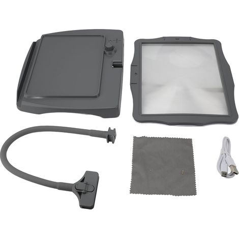 3-in-1-lupe Mit Ständer, Tragbare Oder Tischlupe Mit Led-beleuchtung Zum Lesen Und Beobachten, Grau