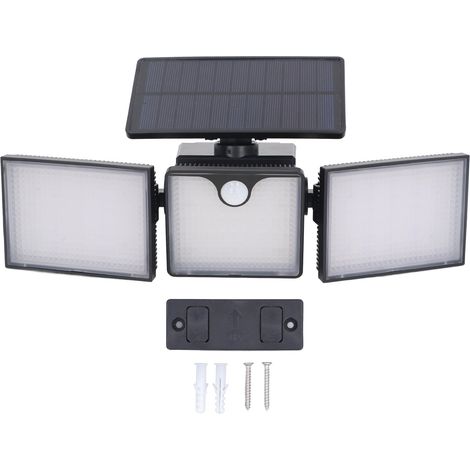 Solarbetriebene Außenleuchte Mit Bewegungsmelder, 50000h Led, Ip65 Wasserdicht, 3 Leuchtenköpfe, Elektrische Sicherheitsleuchten Für Garten Und Hinterhof