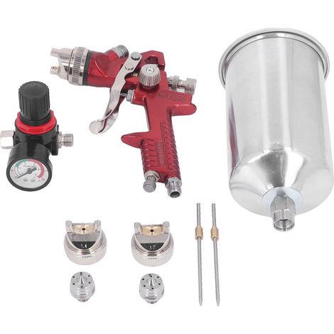 Druckluft-farbspritzpistole, Feine Zerstäubung, Aluminiumlegierung, Verschiedene Lichtmodi, Einstellbarer Druck, 600 Ml