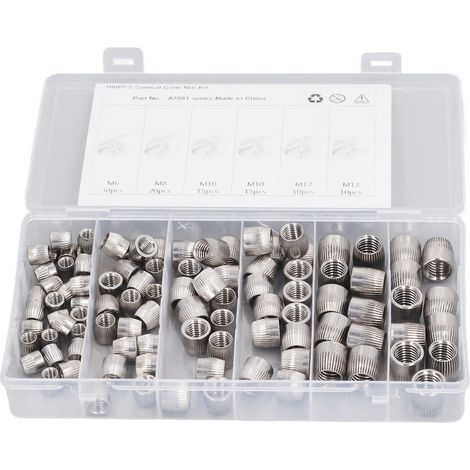 100 Stück Konische Muttern Aus Edelstahl 304, 6 Mm, 8 Mm, 10 Mm, 12 Mm, 4 Ausführungen, Gerändelter Implosionskegel