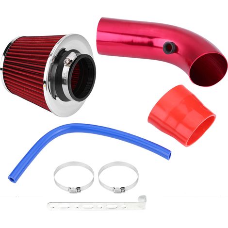 76 Mm (3 Zoll) Auto-kaltluftansaugfilter, Aluminium-ansaugrohr, Universal-kit, Rot