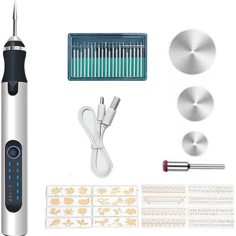 Kabelloser Elektrischer Gravierstift, Wiederaufladbare Schleifmaschine, Nageldesign-werkzeugset, Silber