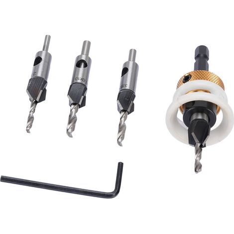 Senkbohrer-set Für Holzbearbeitung, 4 Spiralnuten, 6,25 Mm Schafttiefe, Einstellbare Steigung, 4-teilig