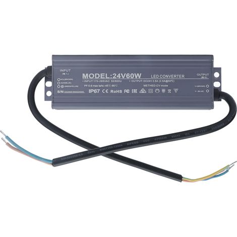 Led-netzteil/lichttreiber-transformator, Ip67 Wasserdicht, 60 W Konstantspannung Ac 170–265 V, 24 V, 2,5 A