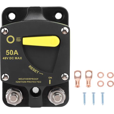 Automatischer Schutzschalter Für 12 V Bis 48 V Gleichstrom, Manuell Rückstellbar, Für Wohnmobile, Boote, Elektromotoren, Stereoanlagenbatterien, Solaranlagen, 50 A
