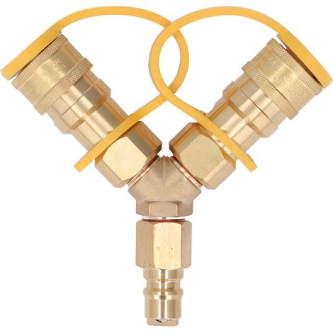 Y-verteileradapter Für Schnellanschluss-erdgas Für Grillgeneratoren, Terrassenheizstrahler, Pizzaöfen Und Kamine (3/8 Zoll Npt)